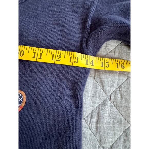 Vintage Kitestrings Santa Christmas Sweater Boy Kid Size 4 Navy Red Trim - Picture 4 of 5